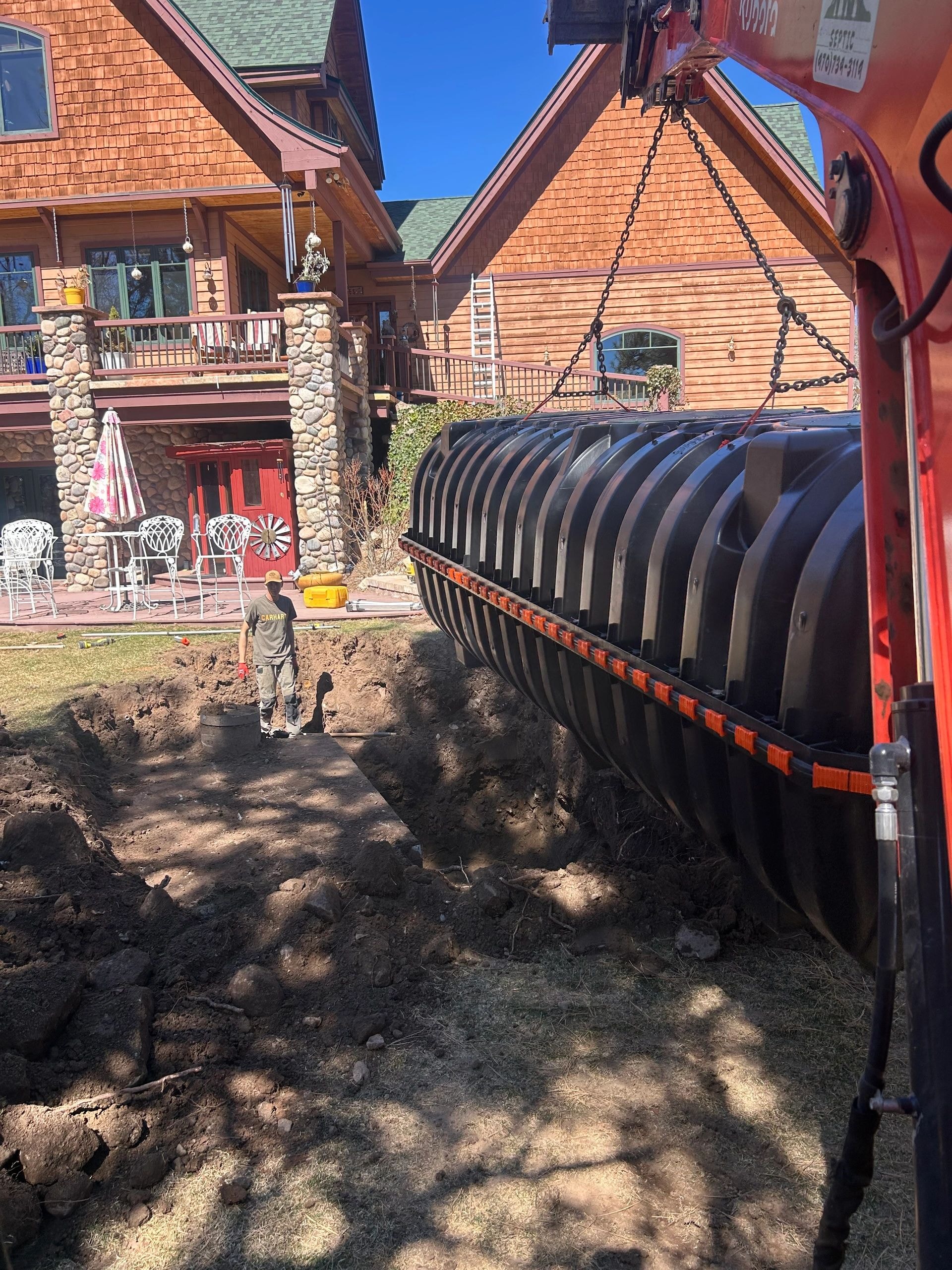 Septic tank installation at residential property