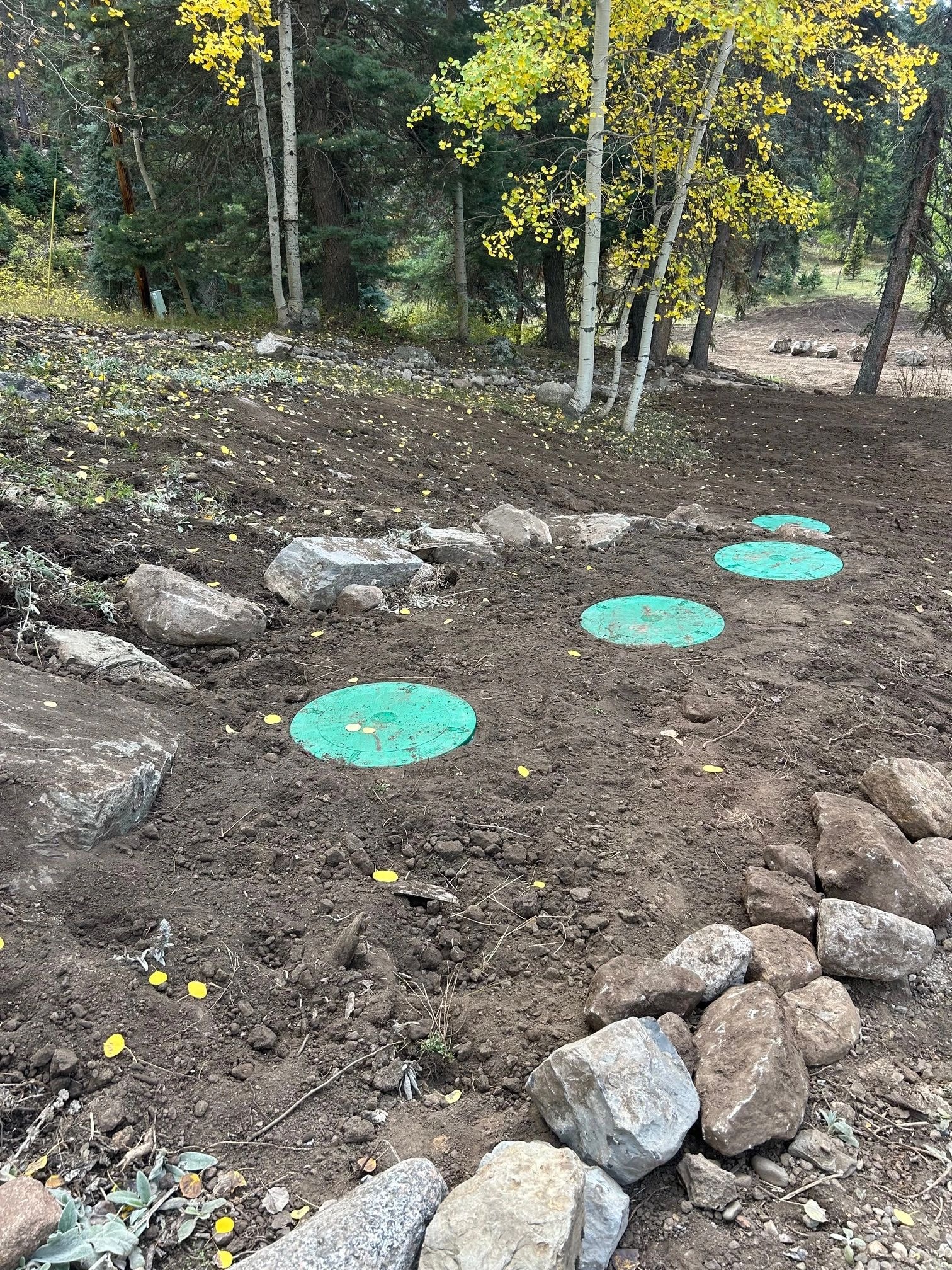 Septic system components on site